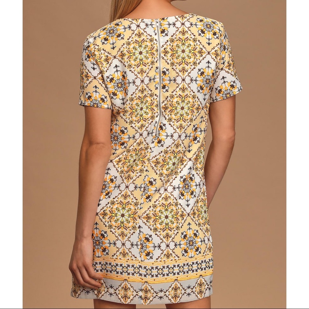 NWOT Dandy lion yellow pattern shift dress - Picture 7 of 7